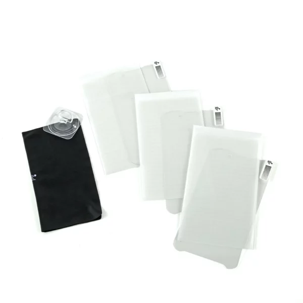 Zebra TC5X Tempered Glass Screen Protector (3-pack). Includes alcohol wipes; cleaning cloth; and tools needed for screen protect