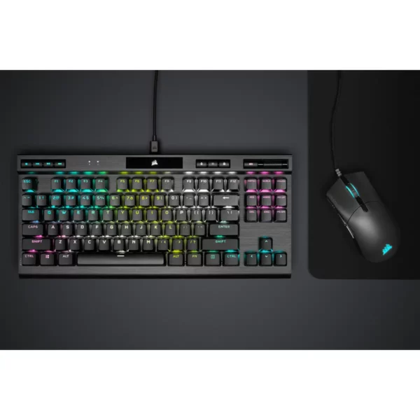 Corsair K70 RGB TKL Optical-Mechanical Gaming Keyboard; Backlit RGB LED; CORSAIR OPX Keyswitches; Black