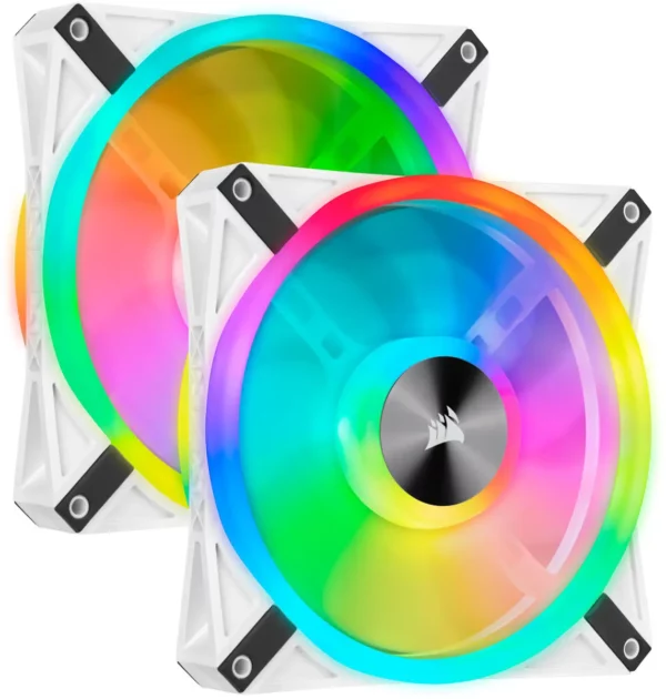 Corsair iCUE QL140 RGB 140mm PWM Dual Fan Kit with Lighting Node CORE - White