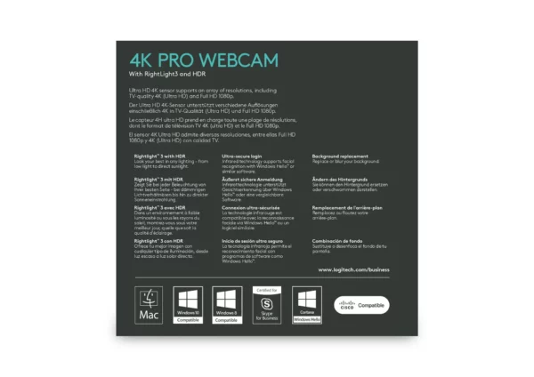 Logitech BRIO ULTRA HD PRO BUSINESS WEBCAM - Image 9