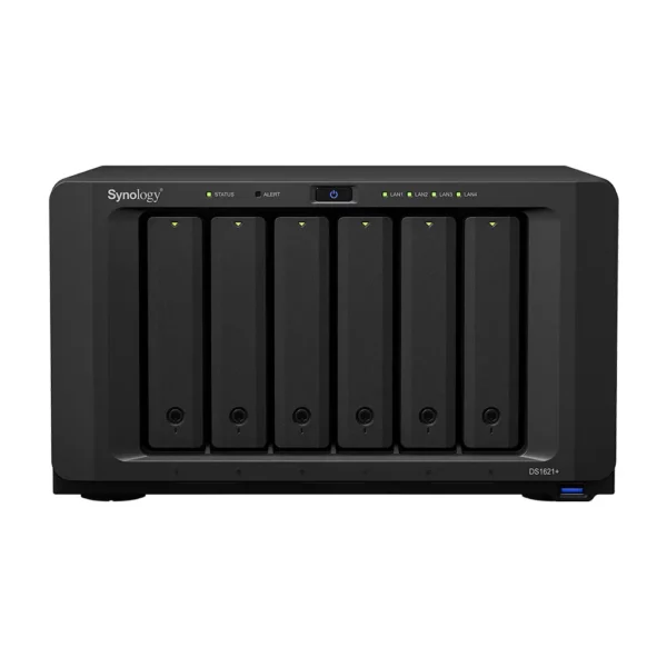 Synology DiskStation 6-Bay NAS (up to 16-bay); Quad-Core 2.2GHz; 4GB DDR4 ECC RAM (up to 32GB); 4x GbE LAN; 3x USB3.0; 2x eSATA