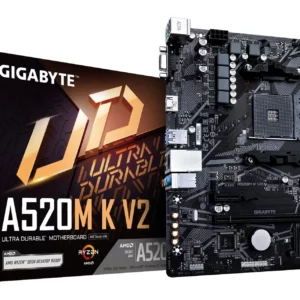 GIGABYTE A520M K V2 Motherboard - Supports AMD Ryzen 5000 Series AM4 CPUs, up to 5100MHz DDR4 (OC), PCIe Gen3 x4 M.2, GbE LAN, U
