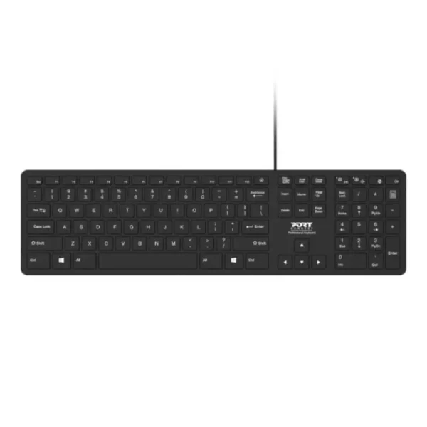Port Designs Port Office Executive Low Profile 109key Wired Keyboard - Black