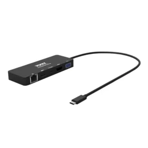 Port Designs Port USB Type-C to 1 x RJ45|1 x USB3.0 SS|1 x Type-C 85W PD|1 x HDMI2.0|1 x VGA 30cm Cable Dock - Black