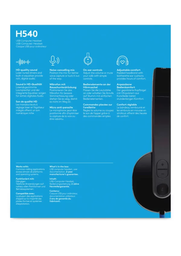 Logitech H540 USB Computer Headset - Image 12