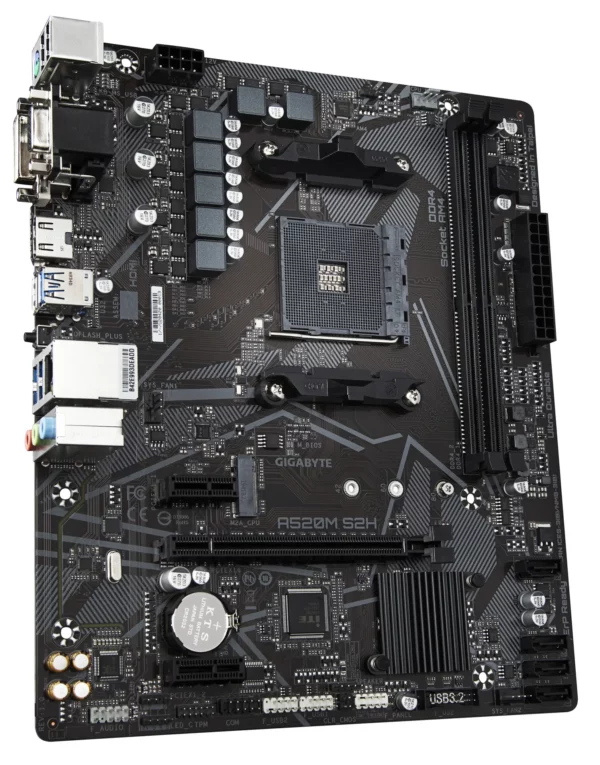 GIGABYTE A520M S2H Motherboard - Supports AMD Ryzen 5000 Series AM4 CPUs, 4+3 Phases Pure Digital VRM, up to 5100MHz DDR4 (OC), - Image 3