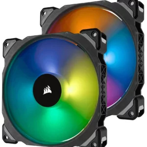Corsair ML140 PRO RGB LED 140MM PWM Premium Magnetic Levitation Fan — Dual Fan Pack with Lighting Node PRO