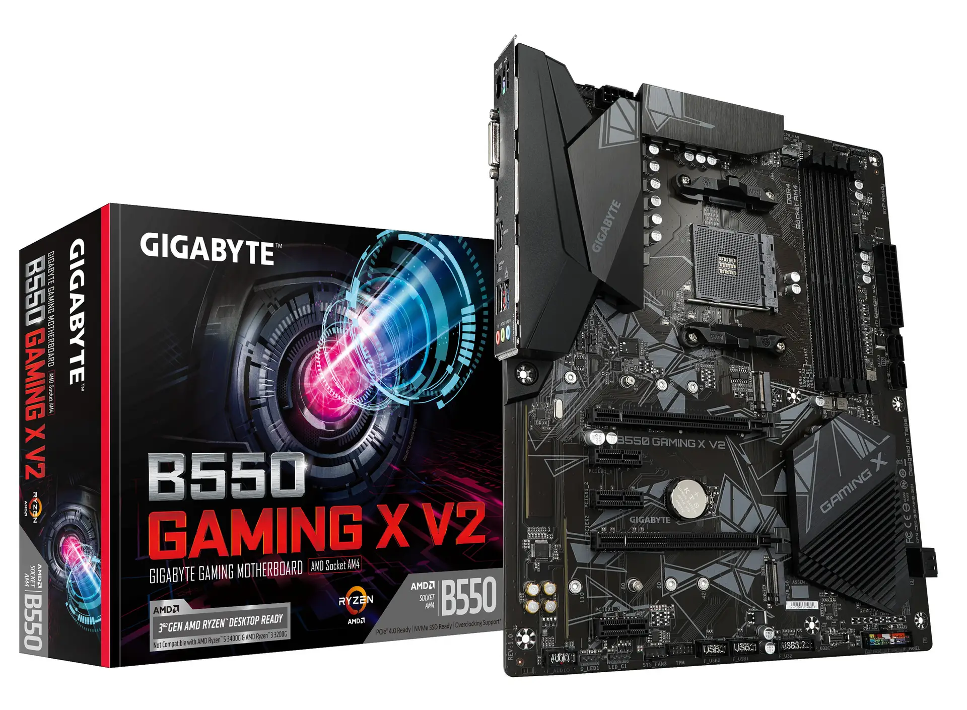 Gigabyte B550 Gaming X V2 Motherboard - Supports AMD Ryzen 5000 Series AM4 CPUs, 10+3 Phases Digital Twin Power Design, up to 47
