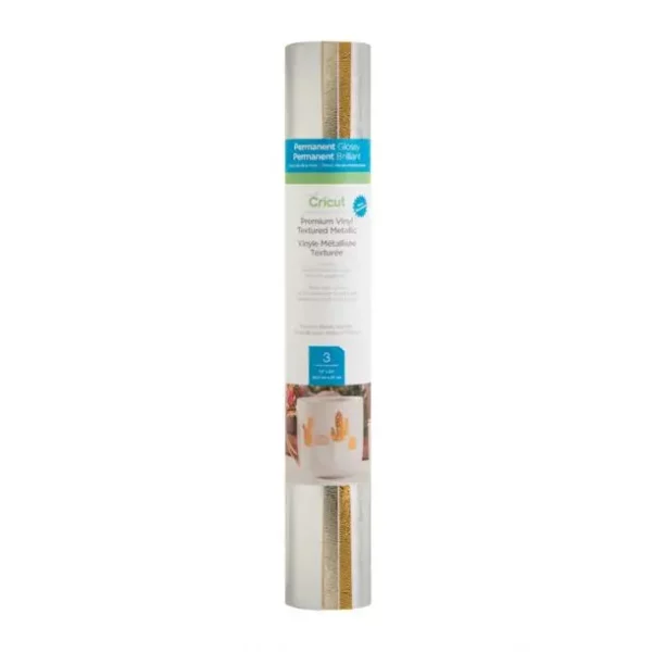 Cricut 2007743 - Cricut Premium Vinyl Permanent 30x60cm 3-sheet Sampler (Textured Metallic Precious Metals).