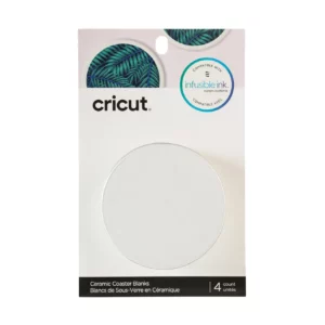 Cricut 2006582: Cricut Infusible Ink Ceramic Coasters 4-pack (White; Round); 4 round coasters 3.6'' dia. (9.1 cm)