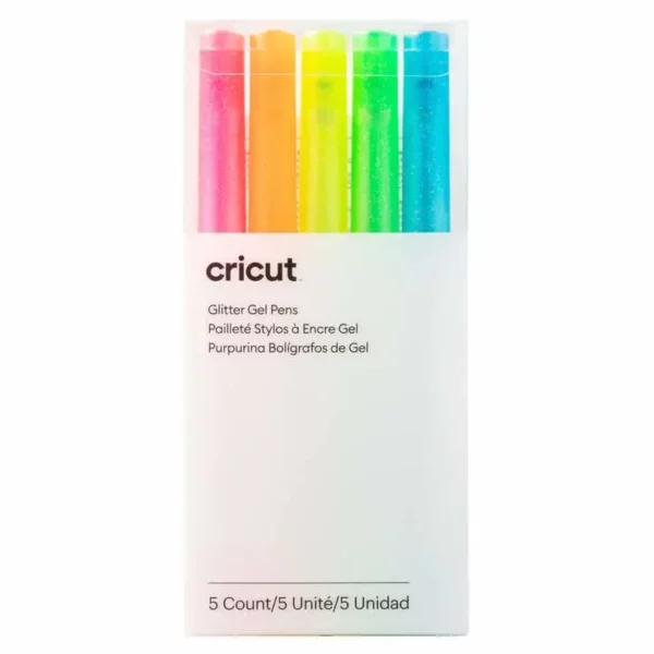 Cricut 2009961 -Cricut 5 Glitter Gel Pens (0.8 mm) in Neon Pink; Neon Orange; Neon Yellow; Neon Green; Neon Blue