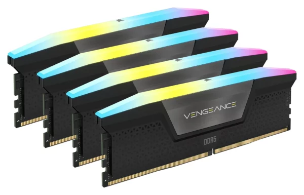 Corsair VENGEANCE® RGB 128GB (4 x 32GB) DDR5 DRAM 5600MHz C40 Memory Kit; 40-40-40-77; 1.25V.