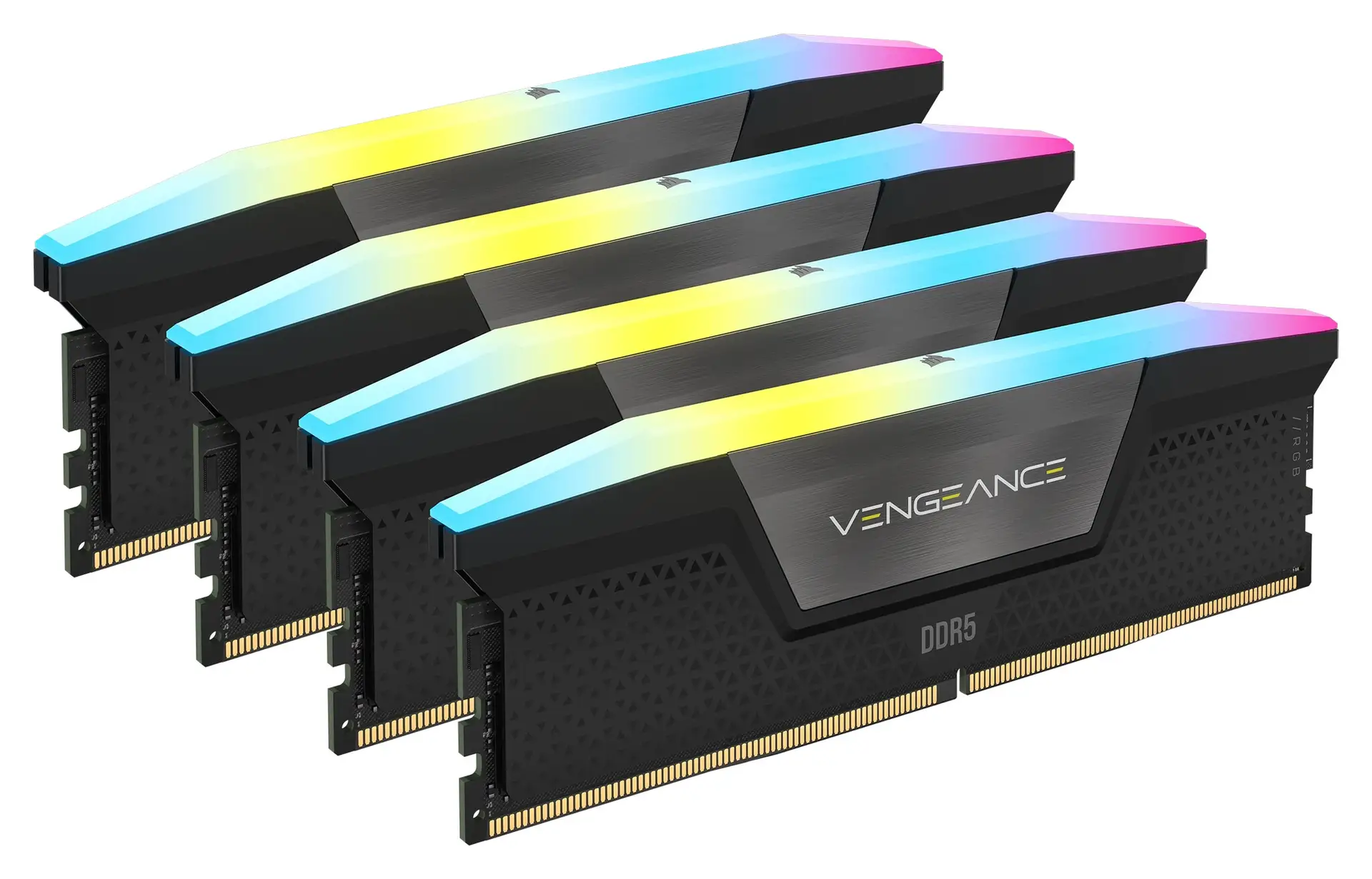 Corsair VENGEANCE® RGB 128GB (4 x 32GB) DDR5 DRAM 5600MHz C40 Memory Kit; 40-40-40-77; 1.25V.