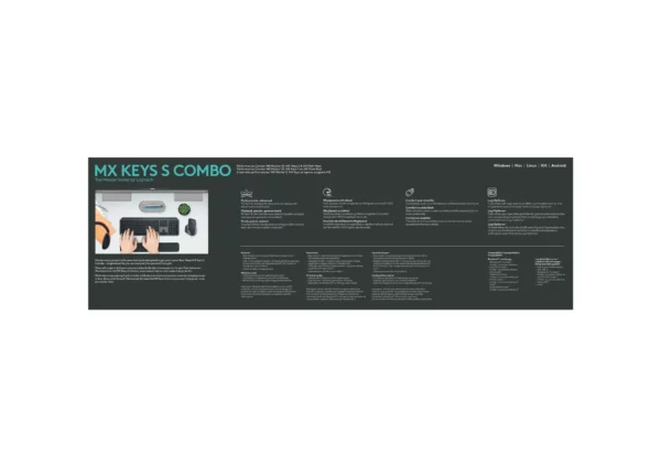 Logitech MX Keys S Combo keyboard Mouse included Office RF Wireless + Bluetooth QWERTY US International Graphite - Image 38