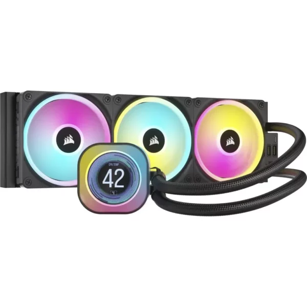CORSAIR iCUE LINK H150i LCD Liquid CPU Cooler - QX120 RGB Fans - 360mm Radiator - Fits Intel® LGA 1700; AMD® AM5 - iCUE LINK Sys