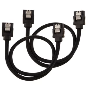Corsair Premium Sleeved SATA Data Cable Set with Straight Connectors; Black; 30cm