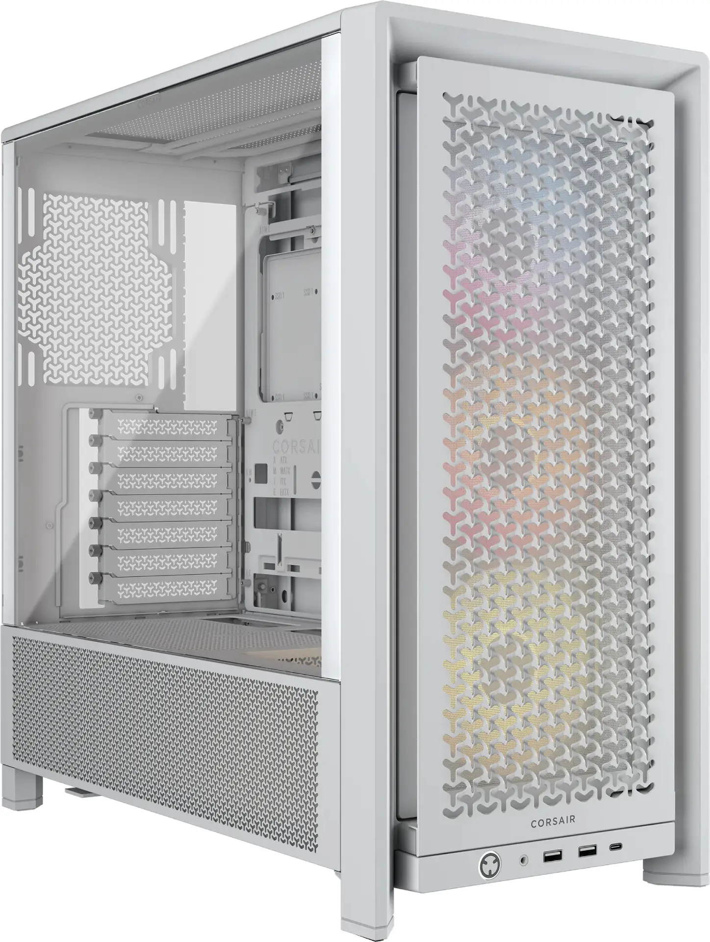 Corsair FRAME 4000D RS ARGB Mid-Tower PC Case; 3x RS ARGB PWM Fans; White.