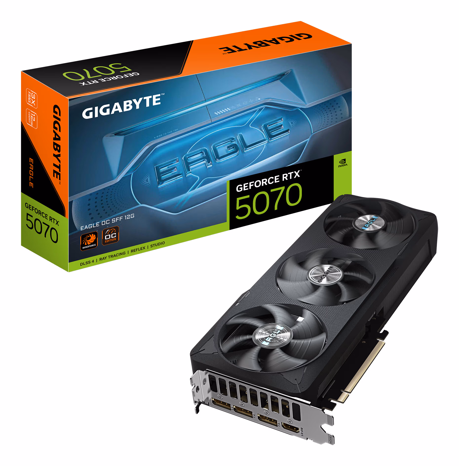 GIGABYTE GeForce RTX 5070 EAGLE OC SFF 12G Graphics Card - 12GB GDDR7, 192bit, PCI-E 5.0, 2587 MHz Core Clock, 3 x DP 2.1a, 1 x