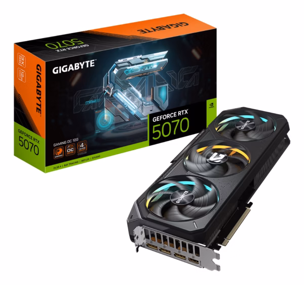 GIGABYTE GeForce RTX 5070 GAMING OC 12G Graphics Card - 12GB GDDR7, 192bit, PCI-E 5.0, 2625 MHz Core Clock, 3 x DP 2.1a, 1 x HDM