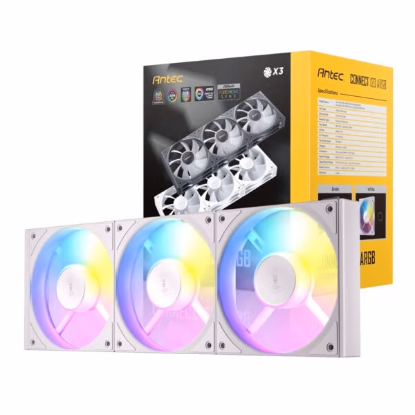 Antec Connect 120 ARGB PWM Fan 3 Pack - White