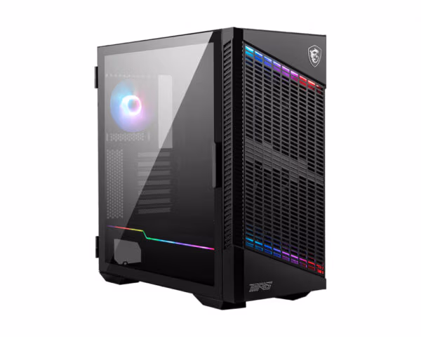 MSI MPG VELOX 100P AIRFLOW Mid Tower Gaming Computer Case 'Black, 3x 120mm Fan + 1x 120mm ARGB Fan, ARGB light strip, USB Type-C