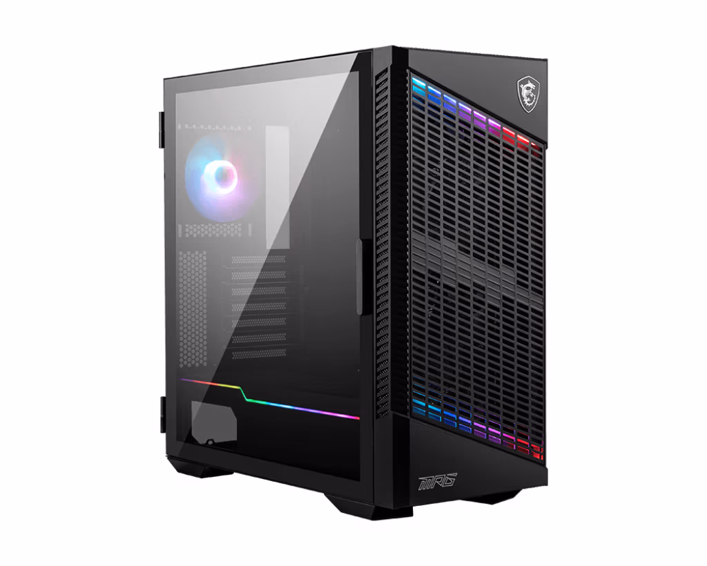 MSI MPG VELOX 100P AIRFLOW Mid Tower Gaming Computer Case 'Black, 3x 120mm Fan + 1x 120mm ARGB Fan, ARGB light strip, USB Type-