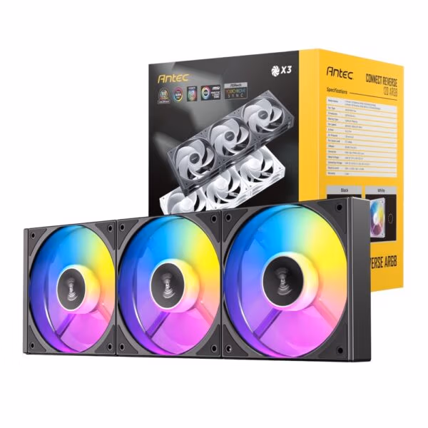 Antec Connect 120 Reverse ARGB PWM Fan 3 Pack - Black