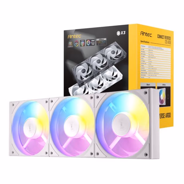 Antec Connect 120 Reverse ARGB PWM Fan 3 Pack – White