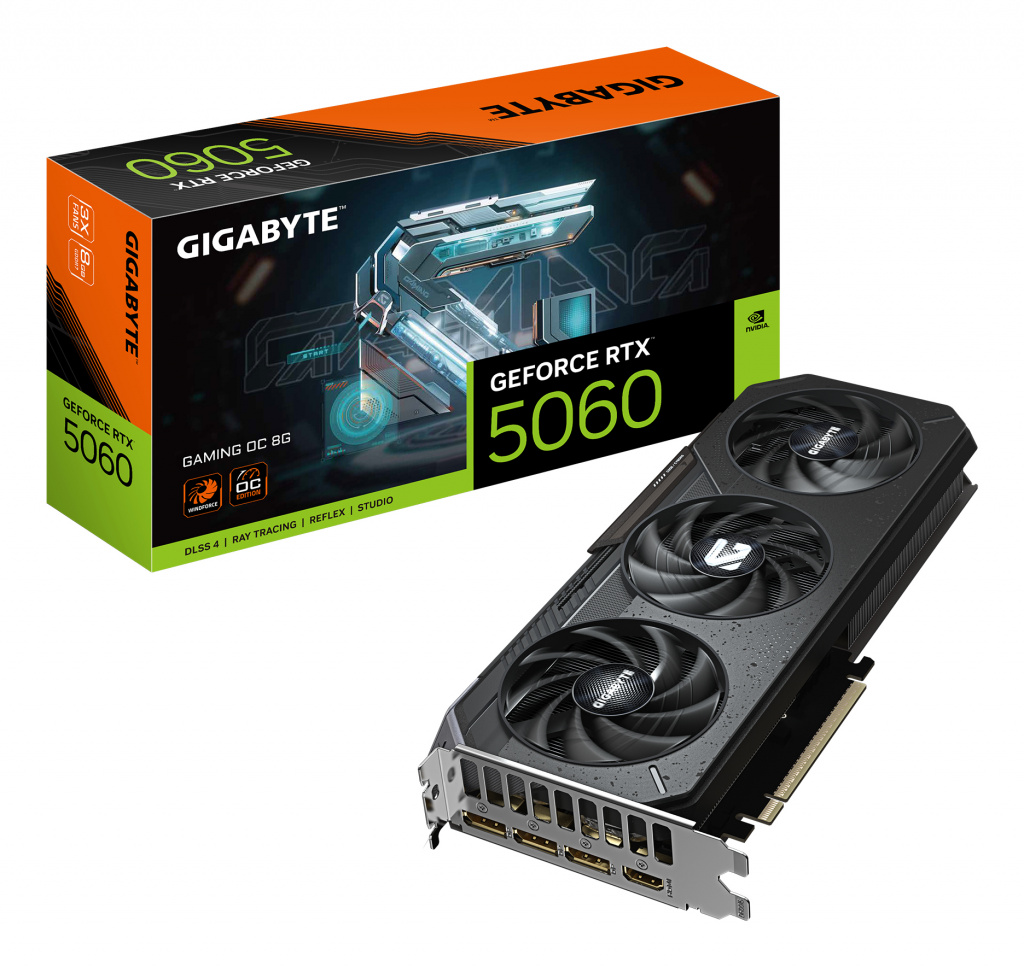 GIGABYTE GeForce RTX 5060 GAMING OC 8G Graphics Card - 8GB GDDR7, 128bit, PCI-E 5.0, 2595 MHz Core Clock, 3 x DisplayPort, 1 x
