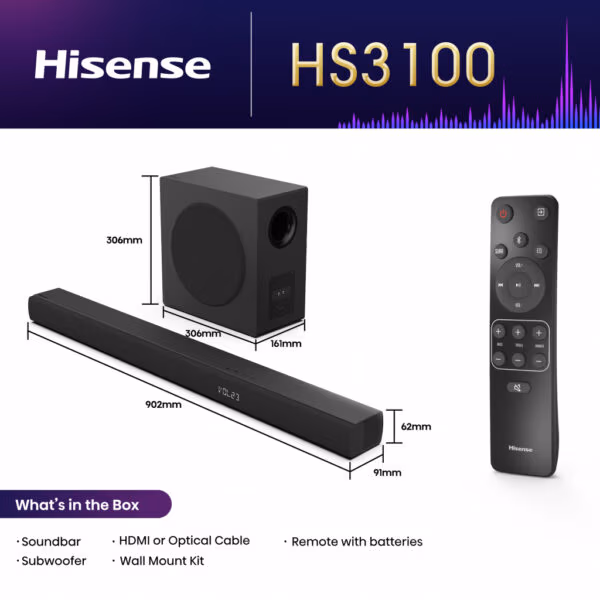 Hisense HS3100 soundbar speaker Black 3.1 channels 480 W - Image 3