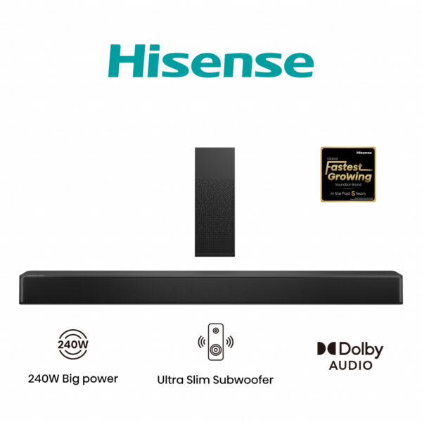 Hisense HS2100 soundbar speaker Black 2.1 channels 240 W