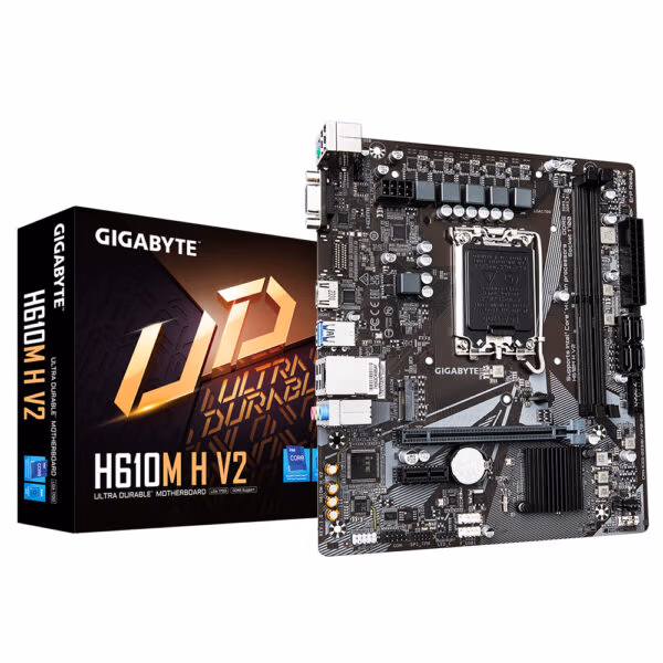 GIGABYTE H610M H V2 Motherboard - Supports Intel Core 14th CPUs, 4+1+1 Hybrid Digital VRM, up to 5600MHz DDR5, 1xPCIe 3.0 M.2, G