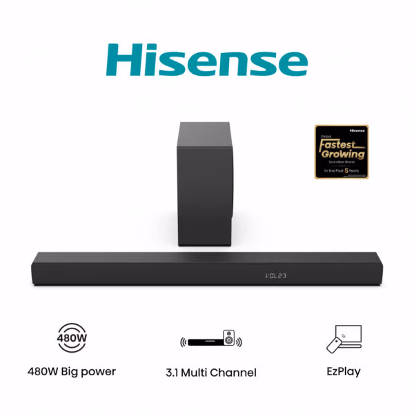 Hisense HS3100 soundbar speaker Black 3.1 channels 480 W