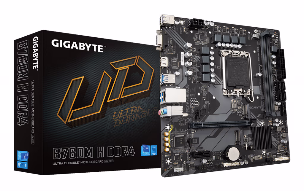 GIGABYTE B760M H DDR4 Motherboard - Supports Intel Core 14th Gen CPUs, 6+1+1 Phases Digital VRM, up to 3200MHz DDR4 (OC), 2xPCI