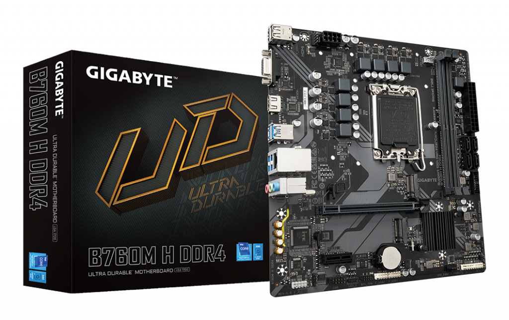 GIGABYTE B760M H DDR4 Motherboard - Supports Intel Core 14th Gen CPUs, 6+1+1 Phases Digital VRM, up to 3200MHz DDR4 (OC), 2xPCI