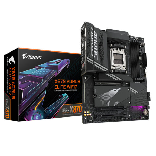 GIGABYTE X870 AORUS ELITE WIFI7 Motherboard - Supports AMD Ryzen 9000 CPUs, 16+2+2 phases VRM, up to 8000MHz DDR5 (OC), 3xPCIe