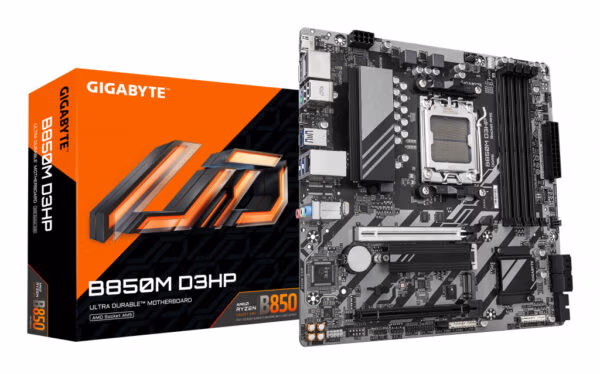 GIGABYTE B850M D3HP Motherboard - AMD Ryzen 9000 Series CPUs, 5+2+2 Phases Digital VRM, up to 8200MHz DDR5 (OC), 1xPCIe 5.0 + 1