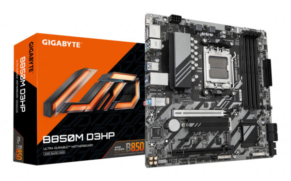 GIGABYTE B850M D3HP Motherboard - AMD Ryzen 9000 Series CPUs, 5+2+2 Phases Digital VRM, up to 8200MHz DDR5 (OC), 1xPCIe 5.0 + 1
