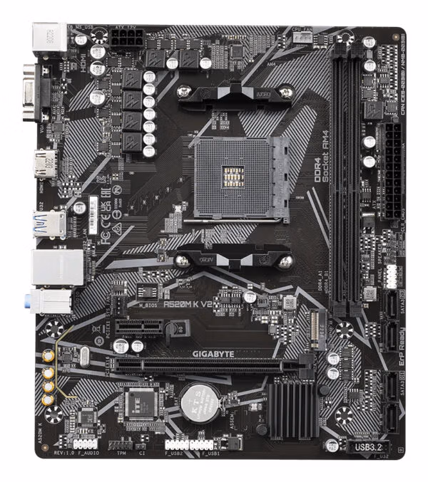 GIGABYTE A520M K V2 Motherboard - Supports AMD Ryzen 5000 Series AM4 CPUs, up to 5100MHz DDR4 (OC), PCIe Gen3 x4 M.2, GbE LAN, U - Image 3