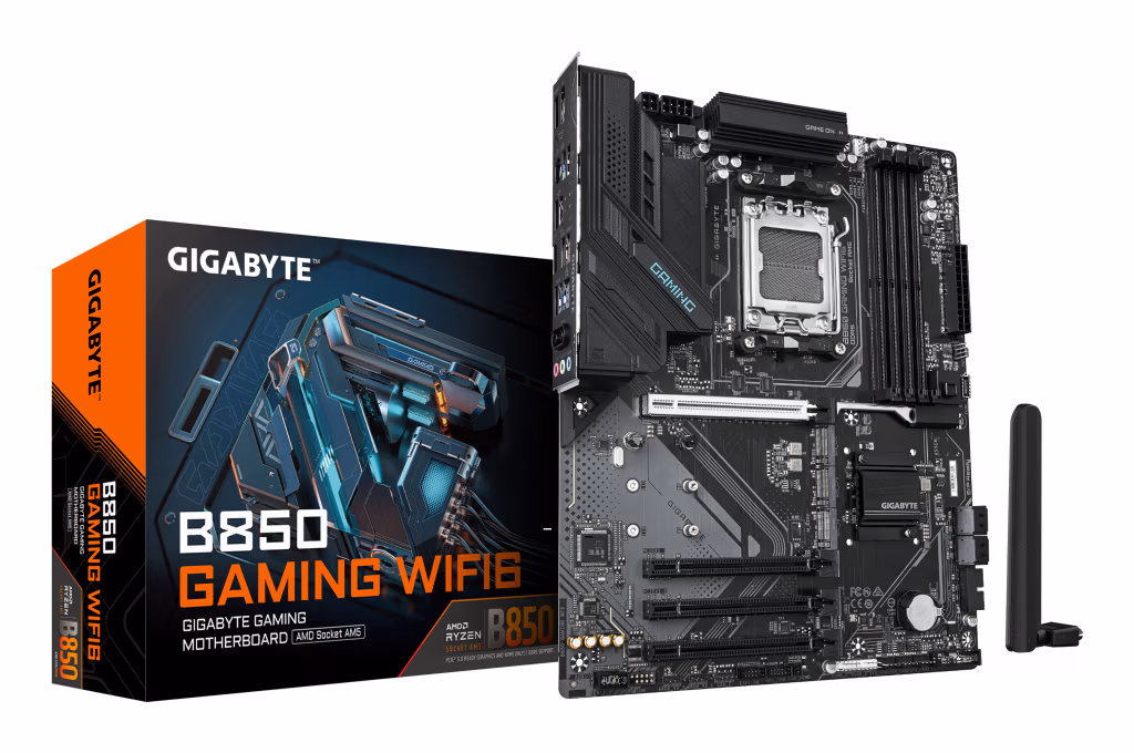 GIGABYTE B850 GAMING WIFI6 Motherboard - AMD Ryzen 9000 Series CPUs, 6+2+2 Phasen Digital VRM, up to 8200MHz DDR5 (OC), 1xPCIe