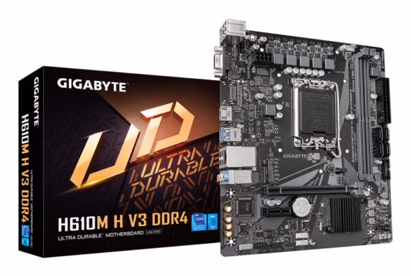 GIGABYTE H610M H V3 DDR4 Motherboard - Supports Intel Core 14th CPUs, 4+1+1 Hybrid Phases Digital VRM, up to 3200MHz DDR4, 1xPCI