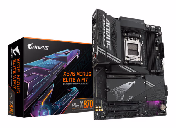 GIGABYTE X870 AORUS ELITE WIFI7 Motherboard - Supports AMD Ryzen 9000 CPUs, 16+2+2 phases VRM, up to 8000MHz DDR5 (OC), 3xPCIe