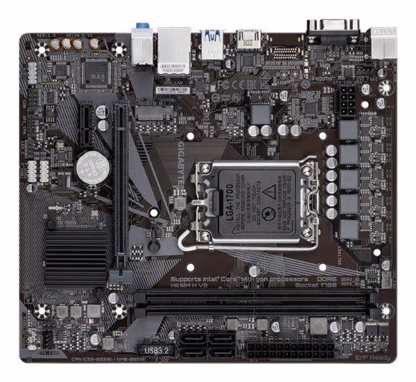 GIGABYTE H610M H V2 Motherboard - Supports Intel Core 14th CPUs, 4+1+1 Hybrid Digital VRM, up to 5600MHz DDR5, 1xPCIe 3.0 M.2, G - Image 4