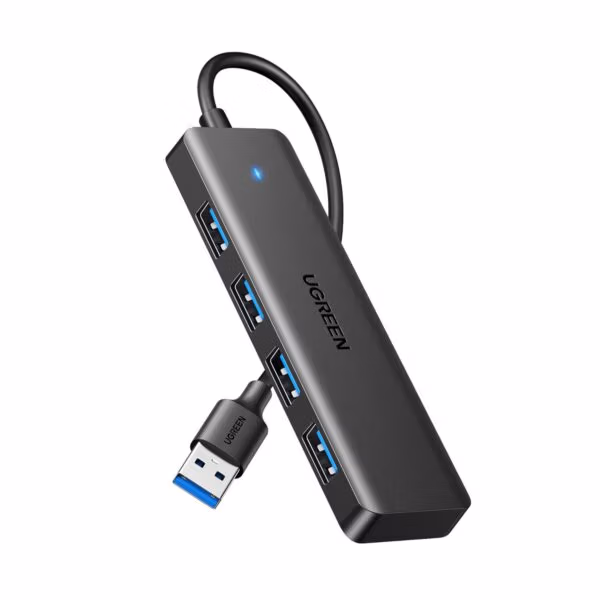UGREEN 4-in-1 USB 3.0 Hub - High-Speed 5Gbps Data Transfer - Grey
