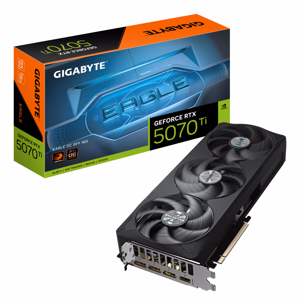 GIGABYTE GeForce RTX 5070 Ti EAGLE OC SFF 16G Graphics Card - 16GB GDDR7, 256bit, PCI-E 5.0, 2542 MHz Core Clock, 3 x DP 2.1a, 1