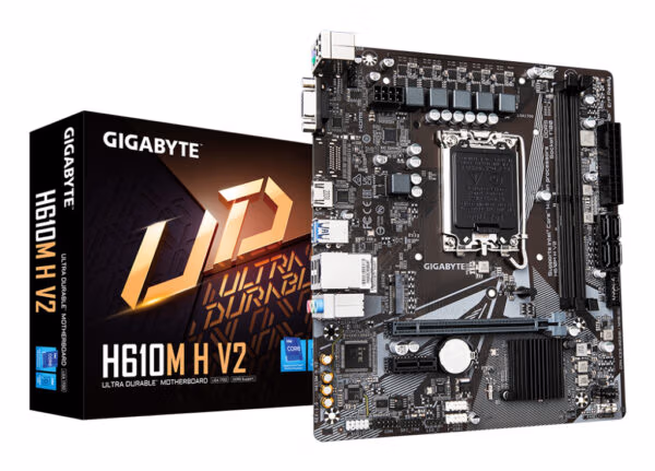 GIGABYTE H610M H V2 Motherboard - Supports Intel Core 14th CPUs, 4+1+1 Hybrid Digital VRM, up to 5600MHz DDR5, 1xPCIe 3.0 M.2, G
