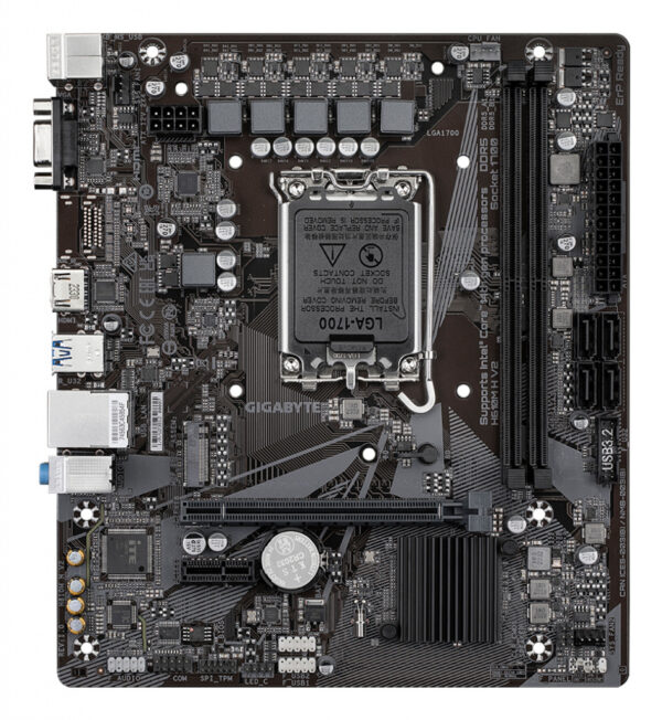 GIGABYTE H610M H V2 Motherboard - Supports Intel Core 14th CPUs, 4+1+1 Hybrid Digital VRM, up to 5600MHz DDR5, 1xPCIe 3.0 M.2, - Image 2