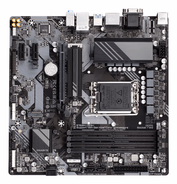 GIGABYTE B760M DS3H Motherboard - Supports Intel Core 14th Gen CPUs, 6+2+1 Phases Digital VRM, up to 7600MHz DDR5 (OC), 2xPCIe - Image 4