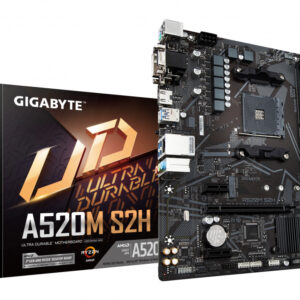 GIGABYTE A520M S2H Motherboard - Supports AMD Ryzen 5000 Series AM4 CPUs, 4+3 Phases Pure Digital VRM, up to 5100MHz DDR4 (OC),
