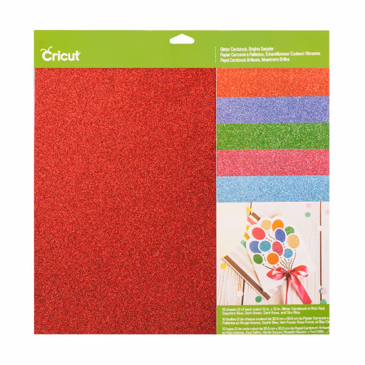 Cricut 2007757 - Cricut Glitter Cardstock 12x12'' 10-sheet Sampler (Brights)